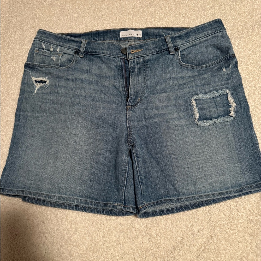 LOFT Blue Jean Shorts Distressed Cut-Off Style